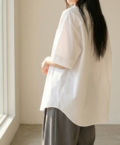 Per sist ence(パーシエンス)の「ブロードオーバーサイズ半袖シャツ(シャツ/ブラウス・レディース・オフホワイト/チャコールグレー/ブルー/ベージュ・ONE SIZE)」の15枚目の写真