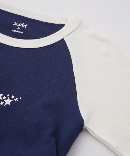 tシャツ SHINY STAR RAGRAN L/S BABY TOP レディース X-girl tシャツ SHINY STAR RAGRAN L/S BABY TOP レディース