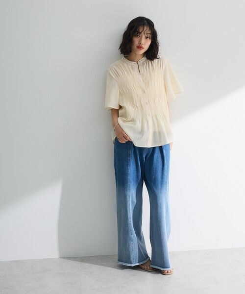 Green Parks(グリーンパークス)の「SET2点マジョリカシャーリングブラウス+タンク(シャツ/ブラウス・レディース・ライトグリーン/チャコールグレー/アイボリー・FREE)」の20枚目の写真