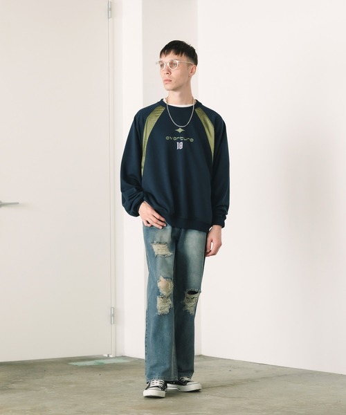 セール】FREE MAX Raglan Sleeve Switcing Crew ラグラン切替