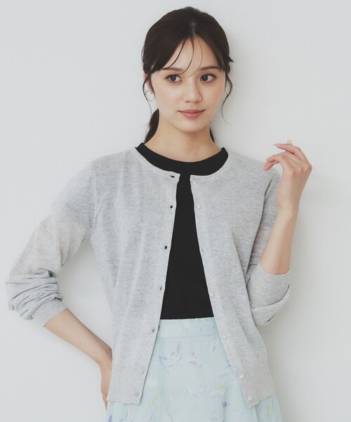 セール】《7色展開/XS-LLサイズ》ビジューボタンクルーネック