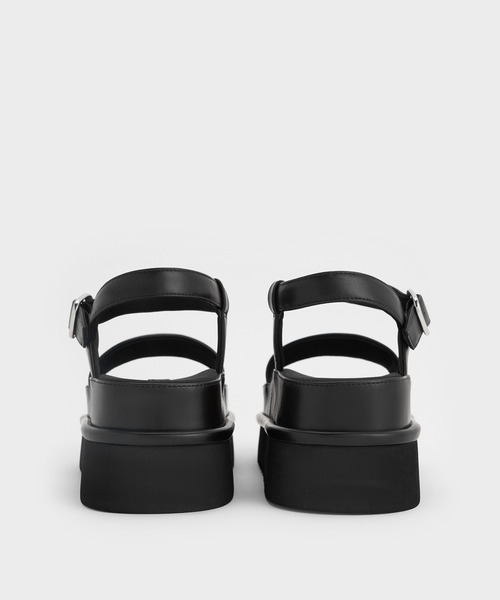 CHARLES & KEITH(チャールズ & キース)の「ツイル フラットフォームアンクルストラップサンダル(サンダル・レディース・ベージュ/ブラック/マルチ・26.5cm/25.5cm/24.5cm/23.5cm/23cm/22.5cm/25cm)」の5枚目の写真