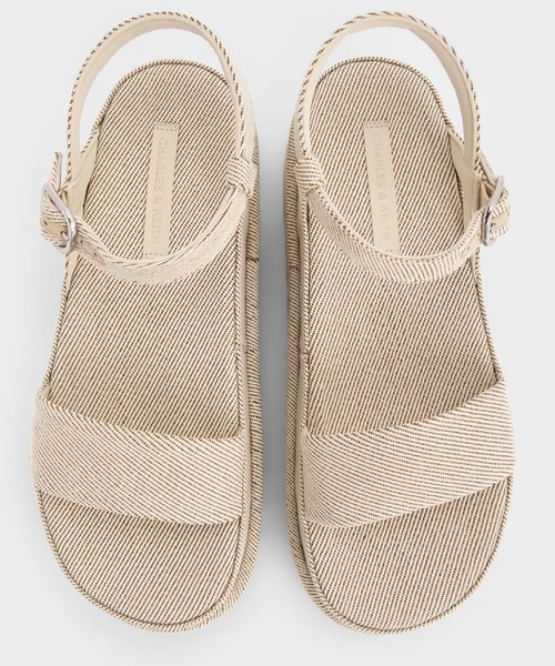 CHARLES & KEITH(チャールズ & キース)の「ツイル フラットフォームアンクルストラップサンダル(サンダル・レディース・ベージュ/ブラック/マルチ・26.5cm/25.5cm/24.5cm/23.5cm/23cm/22.5cm/25cm)」の13枚目の写真