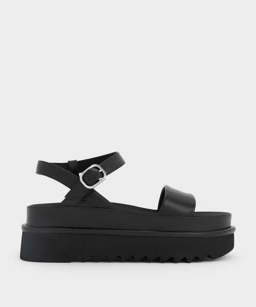 CHARLES & KEITH(チャールズ & キース)の「ツイル フラットフォームアンクルストラップサンダル(サンダル・レディース・ベージュ/ブラック/マルチ・26.5cm/25.5cm/24.5cm/23.5cm/23cm/22.5cm/25cm)」の18枚目の写真