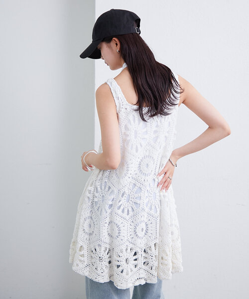 mystic（ミスティック）の「クロシェバルーンミニジャンスカ（ワンピース・レディース・ブラック/オフホワイト・2/FREE）」の6枚目の写真