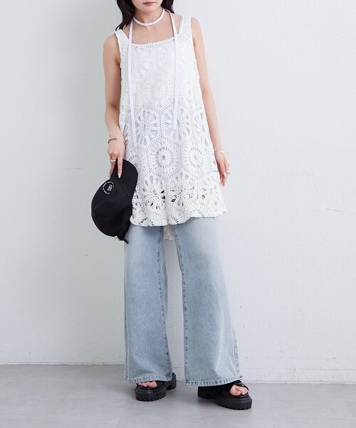 mystic（ミスティック）の「クロシェバルーンミニジャンスカ（ワンピース・レディース・ブラック/オフホワイト・2/FREE）」の7枚目の写真