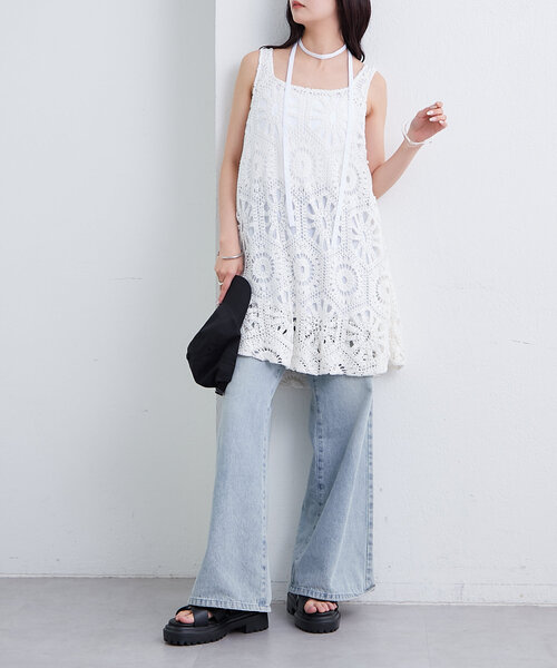 mystic（ミスティック）の「クロシェバルーンミニジャンスカ（ワンピース・レディース・ブラック/オフホワイト・2/FREE）」の8枚目の写真