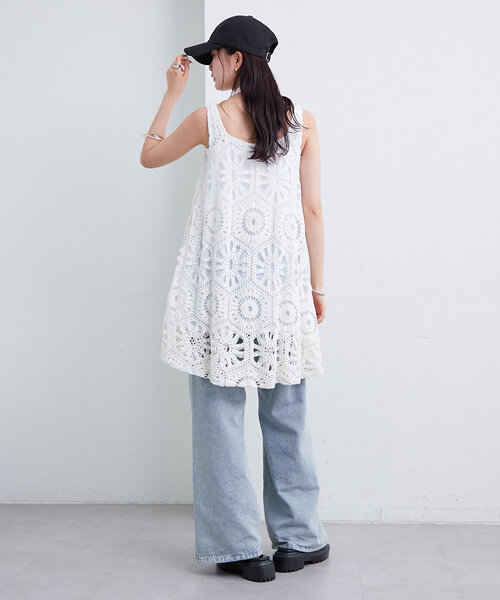 mystic（ミスティック）の「クロシェバルーンミニジャンスカ（ワンピース・レディース・ブラック/オフホワイト・2/FREE）」の11枚目の写真