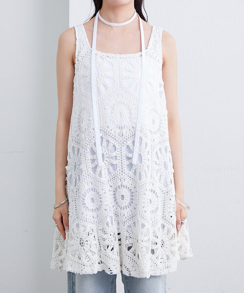 mystic（ミスティック）の「クロシェバルーンミニジャンスカ（ワンピース・レディース・ブラック/オフホワイト・2/FREE）」の13枚目の写真