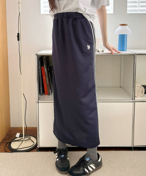 U.S. POLO ASSN.（ユーエスポロアッスン）の「U.S. POLO ASSN サイドライン Aラインスカート（スカート・レディース・ブラック/ネイビー・L/M）」の4枚目の写真