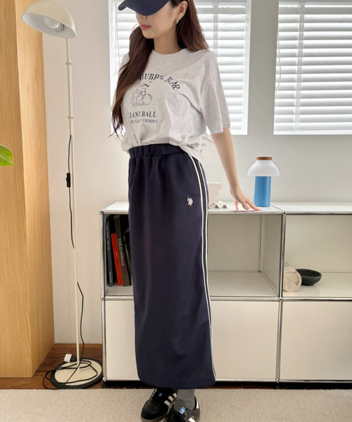 U.S. POLO ASSN.（ユーエスポロアッスン）の「U.S. POLO ASSN サイドライン Aラインスカート（スカート・レディース・ブラック/ネイビー・L/M）」の5枚目の写真