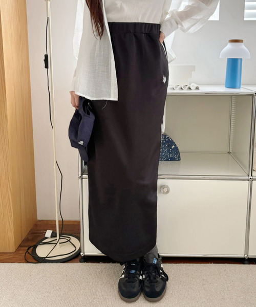 U.S. POLO ASSN.（ユーエスポロアッスン）の「U.S. POLO ASSN サイドライン Aラインスカート（スカート・レディース・ブラック/ネイビー・L/M）」の7枚目の写真