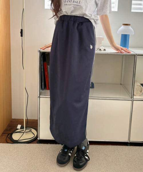 U.S. POLO ASSN.（ユーエスポロアッスン）の「U.S. POLO ASSN サイドライン Aラインスカート（スカート・レディース・ブラック/ネイビー・L/M）」の10枚目の写真