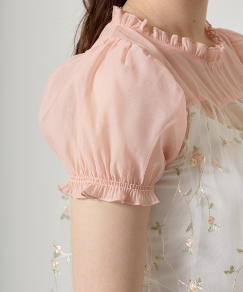 TINA：JOJUN（ティーナジョジュン）の「花柄刺繍 シアーギャザーブラウス TINA：JOJUN（シャツ/ブラウス・レディース・アイボリー/コーラルピンク・M）」の18枚目の写真