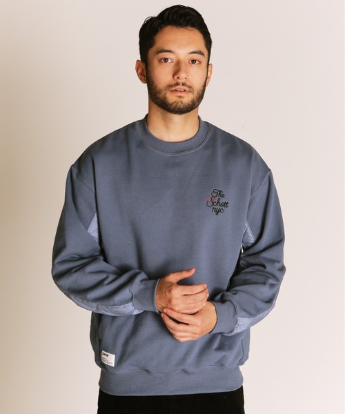 セール】Schott/ショット/QUILTED COMBI. CREW SWEAT/キルティング