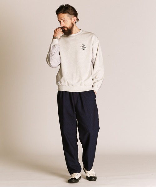 schott（ショット）の「Schott/ショット/QUILTED COMBI. CREW SWEAT/キルティング コンビ クルースウェット（スウェット・メンズ・オートミール/ブラック/ブルーグレー・M/L/XL/2XL）」の13枚目の写真