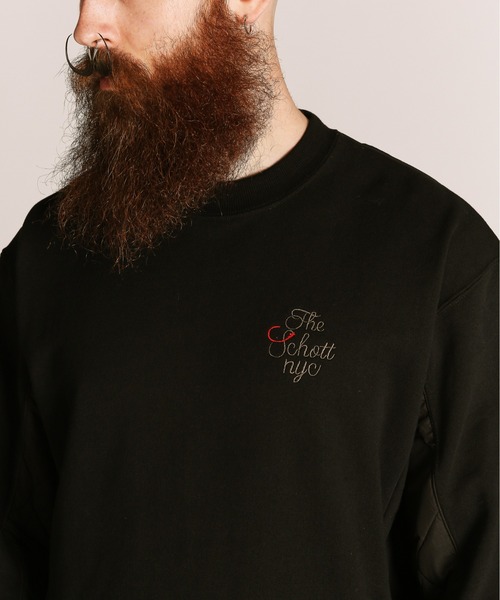 Schott/ショット/QUILTED COMBI. CREW SWEAT/キルティング コンビ