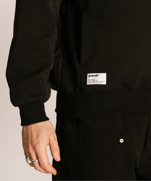 schott（ショット）の「Schott/ショット/QUILTED COMBI. CREW SWEAT/キルティング コンビ クルースウェット（スウェット・メンズ・オートミール/ブラック/ブルーグレー・M/L/XL/2XL）」の9枚目の写真