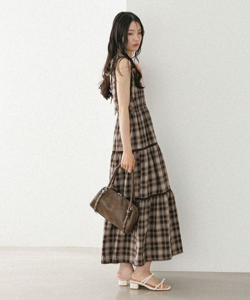 Heather(ヘザー)の「オンブレチェックリボンキャミワンピース 572786(ワンピース・レディース・ブラウン系/ネイビー系/ブラック系・FREE)」の8枚目の写真