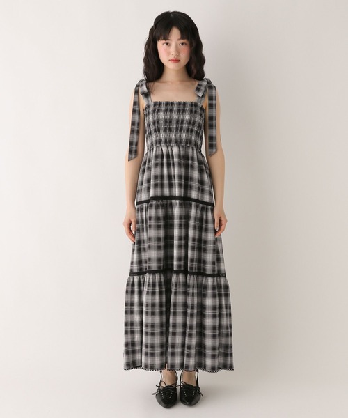 セール】オンブレチェックリボンキャミワンピース 572786（ワンピース