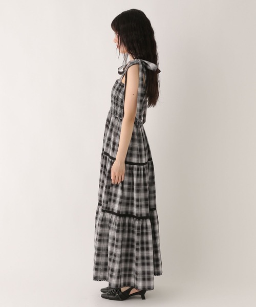 Heather オンブレチェックリボンキャミワンピース　ブラック Heather｜オンブレチェックリボンキャミワンピース | Rakuten