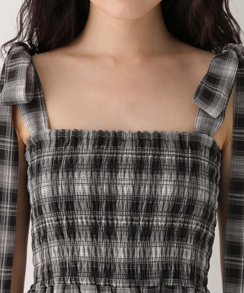 セール】オンブレチェックリボンキャミワンピース 572786（ワンピース