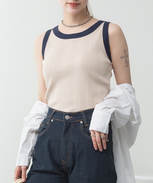RCD（アールシーディー）の「ランダムリブタンクトップ（タンクトップ・レディース・ベージュ系4/ホワイト/ブラック/ベージュ系3・M/L/LL）」の21枚目の写真