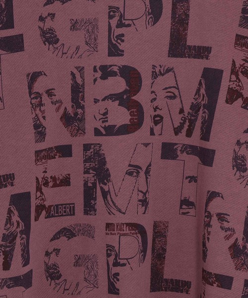 MAKE YOUR DAY（メイクユアデイ）の「えらい人のアルファベット総柄裏毛トレーナー■150.160cm（スウェット・キッズ・ワインレッド/オフホワイト・160/150）」の5枚目の写真