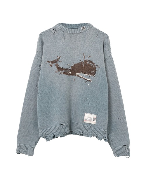 スパイダー JACQUARD COTTON KNIT 23AW Whale Jacquard Knit Sweater（ニット/セーター）｜Maison MIHARA