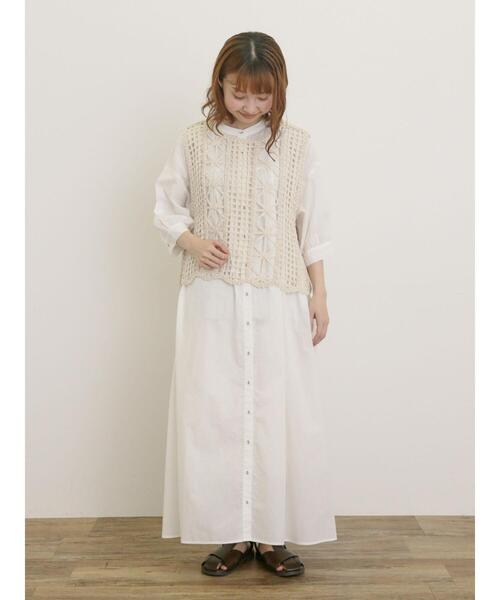 Samansa Mos2（サマンサ モスモス）の「【接触冷感】シャツワンピース ≪S/Mサイズ≫（ワンピース・レディース・ブラック/オフホワイト/ブルー/キナリ/ネイビー/グリーン・M/S）」の8枚目の写真