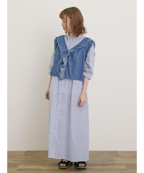 Samansa Mos2（サマンサ モスモス）の「【接触冷感】シャツワンピース ≪S/Mサイズ≫（ワンピース・レディース・ブラック/オフホワイト/ブルー/キナリ/ネイビー/グリーン・M/S）」の13枚目の写真