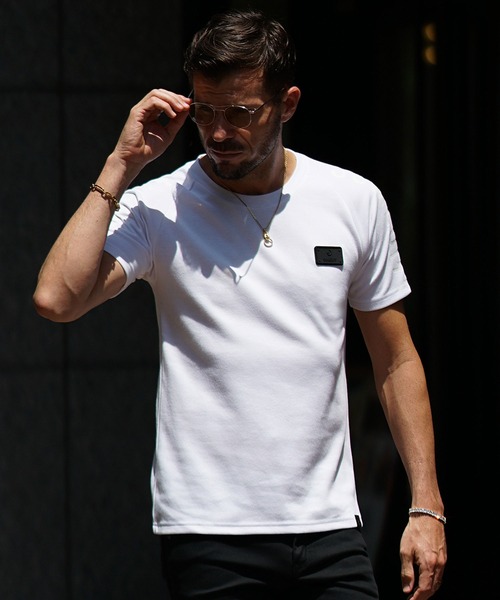 ラグラン両袖プリント半袖Tシャツ メンズ カットソー クルー