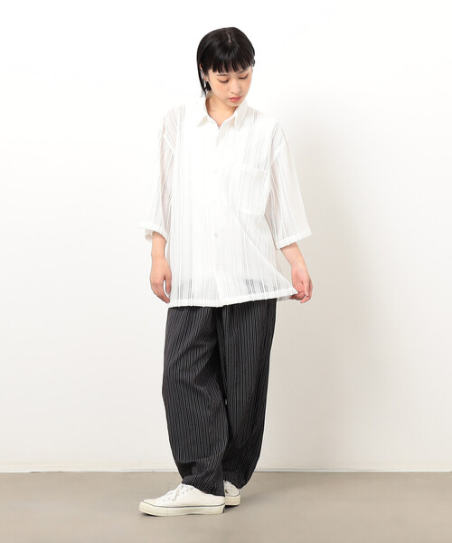 Purple&Yellow（パープルアンドイエロー）の「サッカーストライプワイドテーパードパンツ（その他パンツ・メンズ・ブラック・X-SMALL/SMALL/MEDIUM/LARGE）」の7枚目の写真