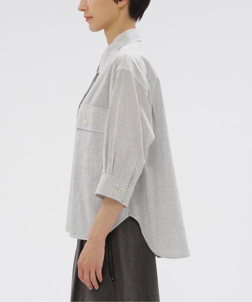 MHL.（エムエイチエル）の「TOP DYED COTTON POPLIN（シャツ/ブラウス・レディース・ブラウン/グレー・1/2）」の7枚目の写真