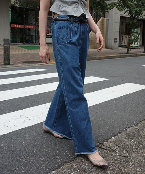 Willfully 今季新作 ルーズシルエットデニム ウィルフリー セール】suspenders wide silhouette denim PT（デニムパンツ