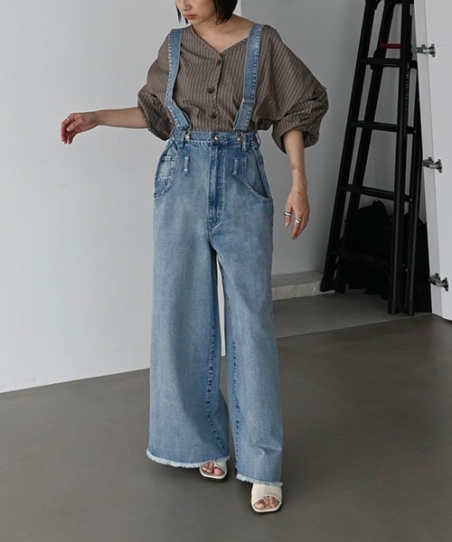 セール】suspenders wide silhouette denim PT（デニムパンツ