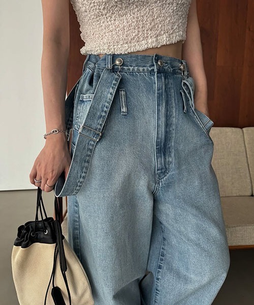 セール】suspenders wide silhouette denim PT（デニムパンツ