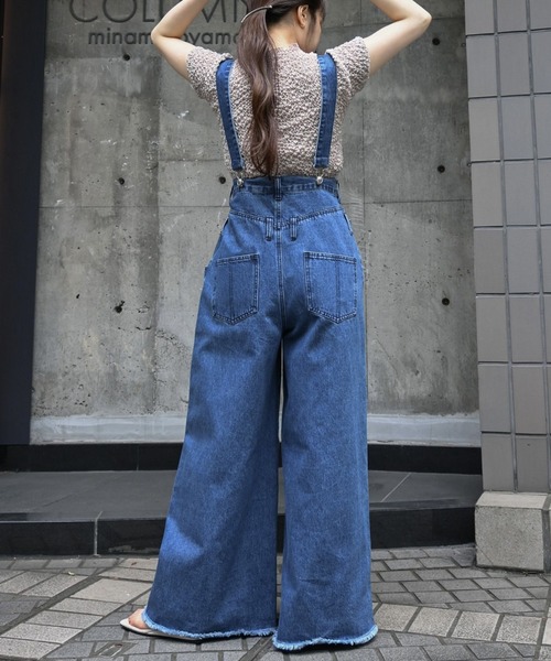 WILLFULLY（ウィルフリー）の「suspenders wide silhouette denim PT
