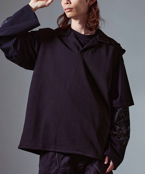 Theater code（シアターコード）の「Sweat Fabric Polo Vest/スウェット生地ポロベスト 秋 秋服メンズ 2026年秋冬（ベスト・メンズ・ブラック/ダークグレー/ライトグレー・L/M）」の13枚目の写真