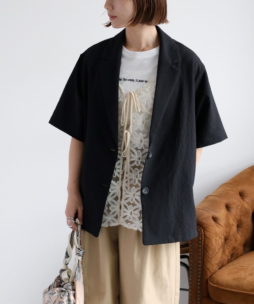 cepo（セポ）の「チュール刺繍 花柄シアービスチェ（キャミソール・レディース・ブラック/オフホワイト・M）」の10枚目の写真