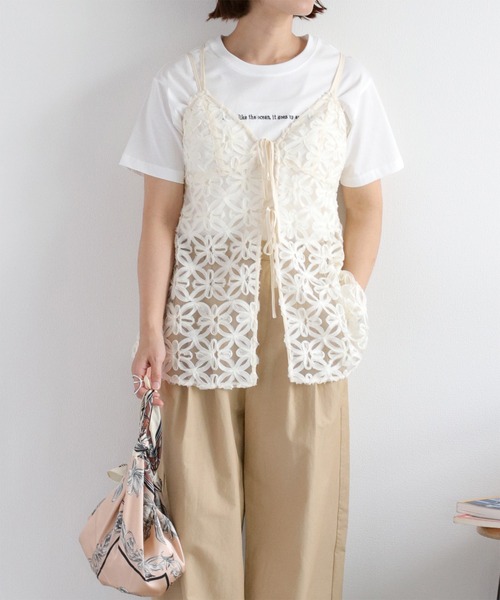 DOLCE & GABBANA 花刺繍 ビスチェ ジレ キャミソール Fashion Letter かぎ針編みビスチェ ベスト ジレ クロシェレース