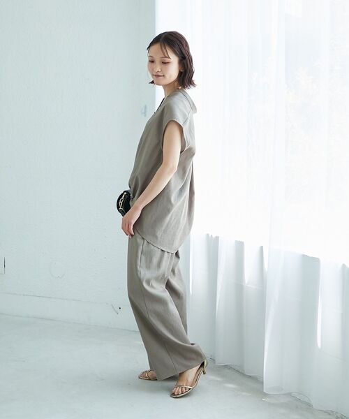 le.coeur blanc（ルクールブラン）の「ベルト付きリネンライクワイドパンツ（その他パンツ・レディース・モカ/チャコールグレー・38）」の7枚目の写真