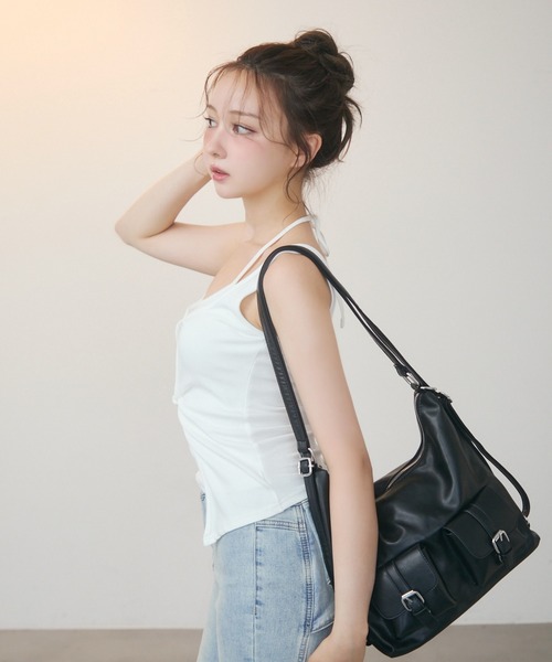 TITTY&CO.(ティティーアンドコー)の「レイヤード風デザインタンクトップ(タンクトップ・レディース・ホワイト/ピンク/チャコールグレー/グレー・FREE)」の7枚目の写真
