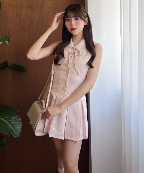 セール】YUI企画 ノースリーブシャツミニワンピース（ワンピース