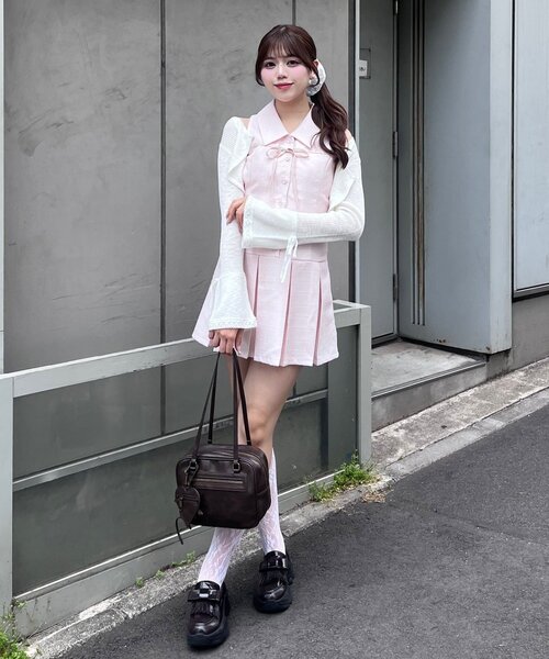 OLIVE des OLIVE（オリーブデオリーブ）の「YUI企画　ノースリーブシャツミニワンピース（ワンピース・レディース・ピンク/アイボリー/チェック/ブラック系その他/ブラウン/ブラック/チャコールグレー・FREE）」の11枚目の写真