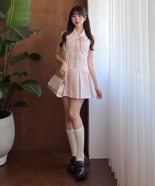 OLIVE des OLIVE（オリーブデオリーブ）の「YUI企画　ノースリーブシャツミニワンピース（ワンピース・レディース・ピンク/アイボリー/チェック/ブラック系その他/ブラウン/ブラック/チャコールグレー・FREE）」の13枚目の写真