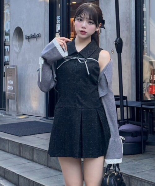 OLIVE des OLIVE（オリーブデオリーブ）の「YUI企画　ノースリーブシャツミニワンピース（ワンピース・レディース・ピンク/アイボリー/チェック/ブラック系その他/ブラウン/ブラック/チャコールグレー・FREE）」の15枚目の写真