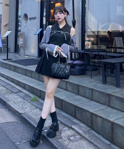 OLIVE des OLIVE（オリーブデオリーブ）の「YUI企画　ノースリーブシャツミニワンピース（ワンピース・レディース・ピンク/アイボリー/チェック/ブラック系その他/ブラウン/ブラック/チャコールグレー・FREE）」の17枚目の写真