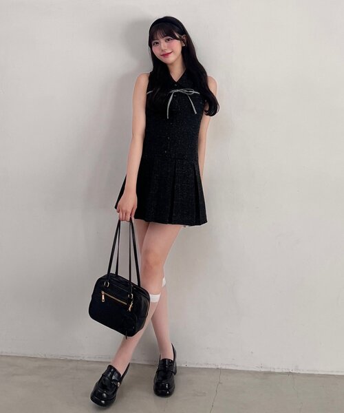 OLIVE des OLIVE（オリーブデオリーブ）の「YUI企画　ノースリーブシャツミニワンピース（ワンピース・レディース・ピンク/アイボリー/チェック/ブラック系その他/ブラウン/ブラック/チャコールグレー・FREE）」の21枚目の写真