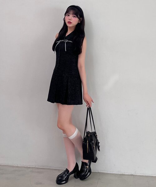 OLIVE des OLIVE（オリーブデオリーブ）の「YUI企画　ノースリーブシャツミニワンピース（ワンピース・レディース・ピンク/アイボリー/チェック/ブラック系その他/ブラウン/ブラック/チャコールグレー・FREE）」の22枚目の写真